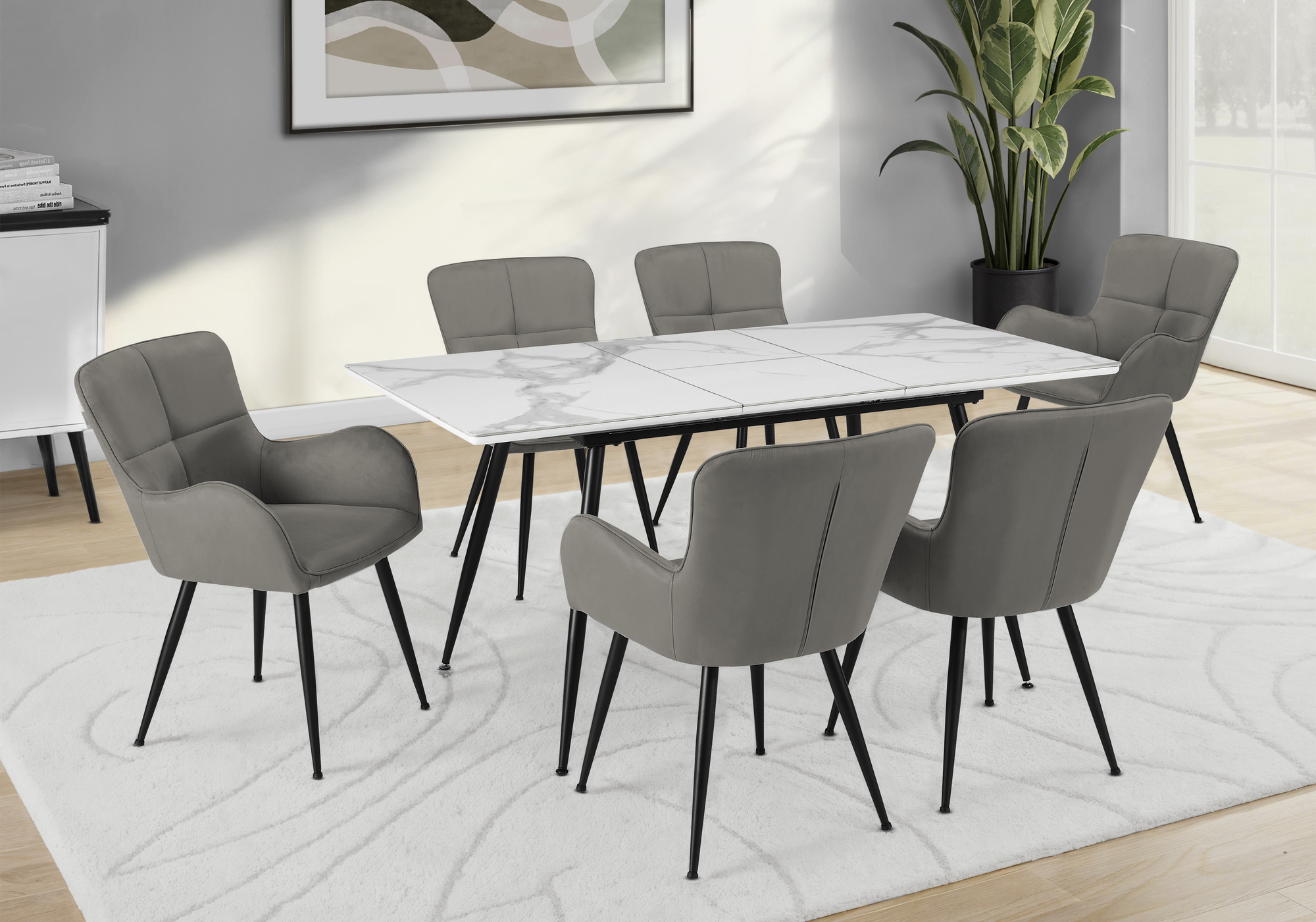 DINING TABLE - 32"X 48"X 63" / 15" BUTTERFLY / WHITE STONE