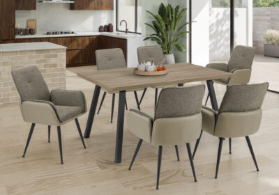 DINING TABLE - 36"X 60" / DARK TAUPE / BLACK METAL