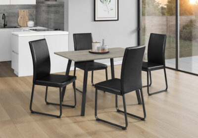 DINING TABLE - 30"X 48" / GREY / BLACK METAL