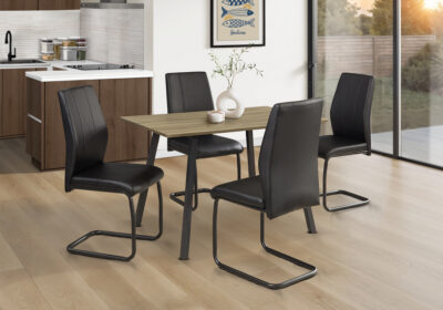 DINING TABLE - 30"X 48" / DARK TAUPE / BLACK METAL