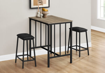 DINING SET - 3PCS SET COUNTER HEIGHT DARK TAUPE / BLACK