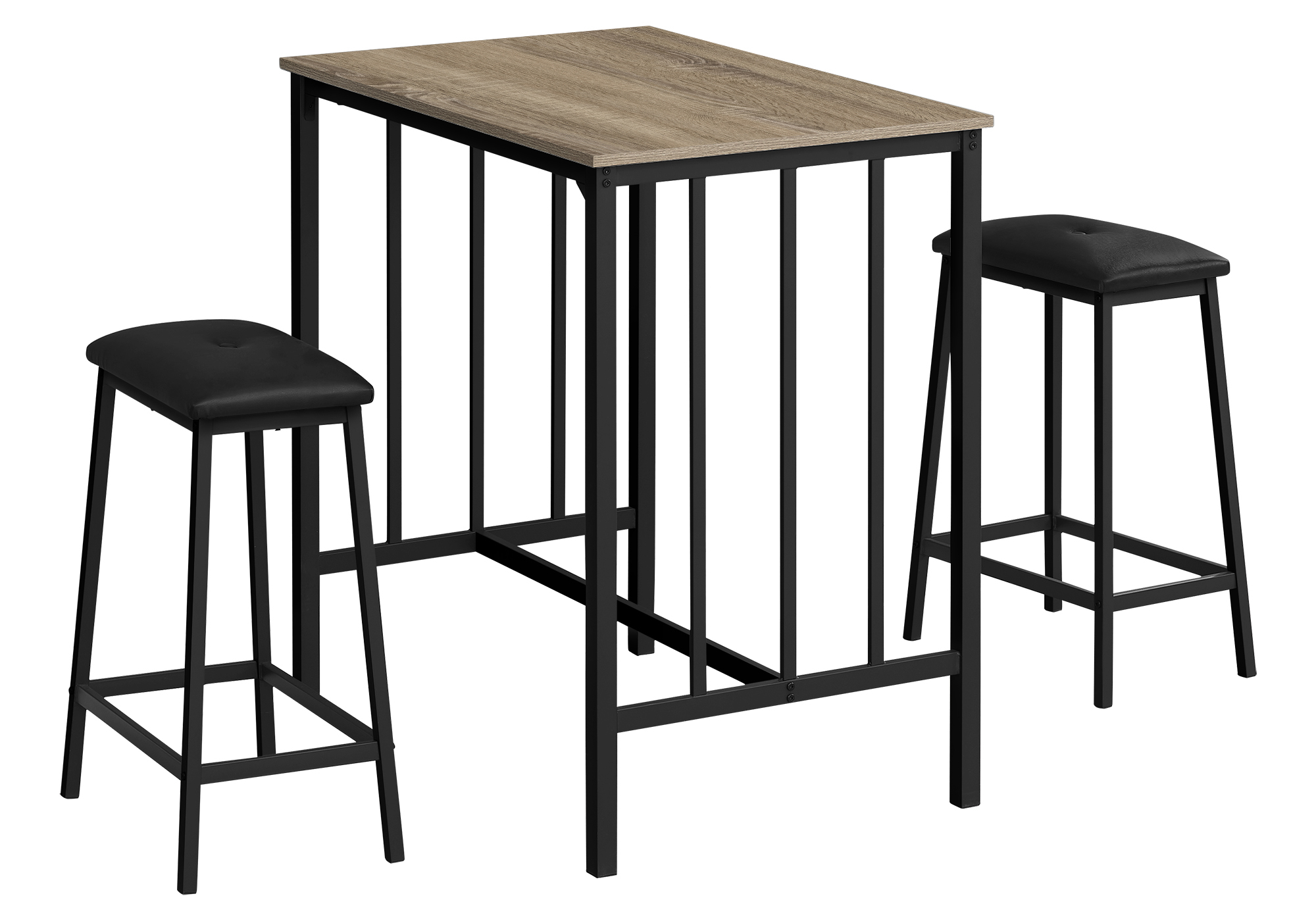 DINING SET - 3PCS SET COUNTER HEIGHT DARK TAUPE / BLACK