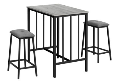 DINING SET - 3PCS SET COUNTER HEIGHT / GREY TOP / BLACK