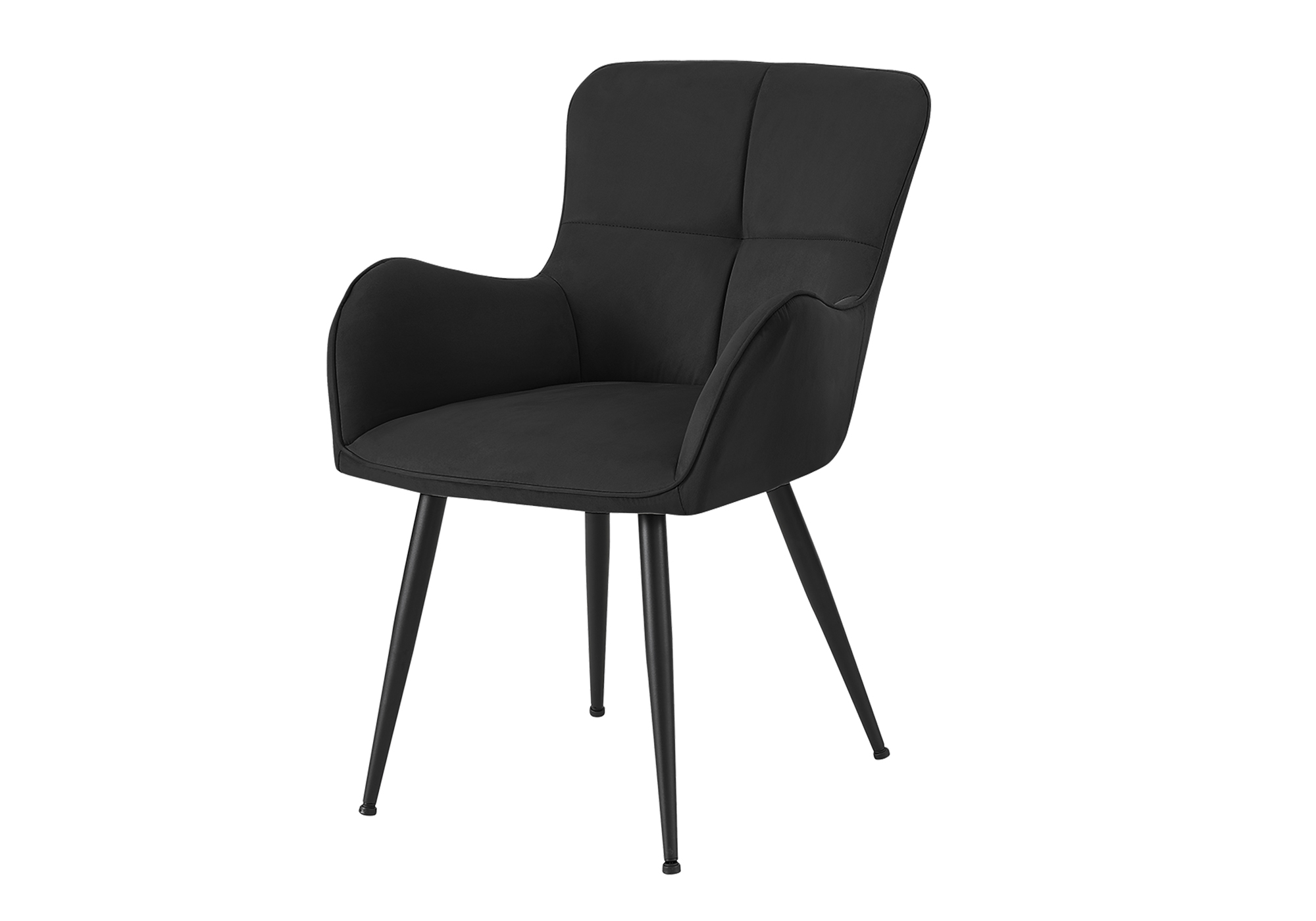 DINING CHAIR - 2PCS / 33"H / BLACK SUEDE / BLACK METAL