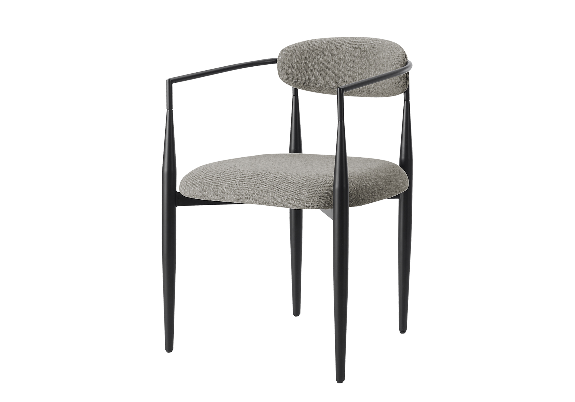 DINING CHAIR - 2PCS / 32"H / GREY FABRIC / BLACK METAL