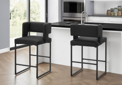 BARSTOOL - 2PCS / 36"H / BLACK PU / METAL COUNTER HEIGHT