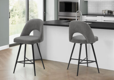 BARSTOOL - 2PCS / 39"H / GREY FABRIC / SWIVEL COUNTER HEIGHT