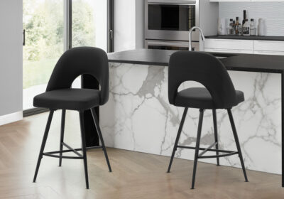 BARSTOOL - 2PCS / 39"H / BLACK PU / SWIVEL COUNTER HEIGHT