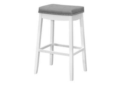 BARSTOOL - 2PCS / 29"H / GREY LEATHER-LOOK / WHITE