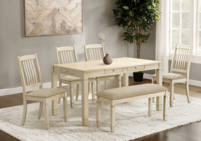 DINING TABLE - ANTIQUE WHITE VENEER 36"X 60"