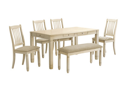 DINING TABLE - ANTIQUE WHITE VENEER 36"X 60"