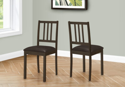 DINING CHAIR - 2PCS / 36"H ESPRESSO / DARK BROWN PU SEAT