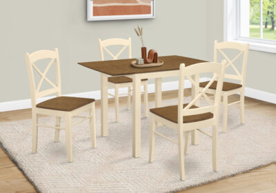 DINING TABLE - 30"X 48"/ CREAM / OAK TOP 9" DROP LEAF