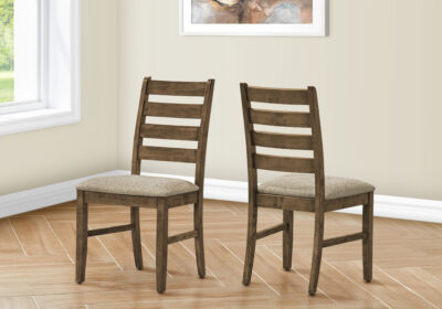 DINING CHAIR - 2PCS / 38"H UPHOLSTERED BROWN FABRIC