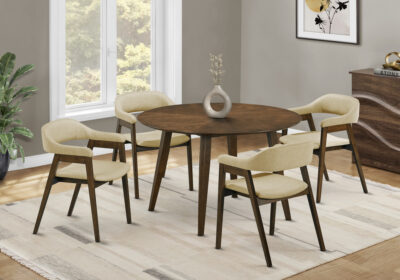 DINING TABLE - BROWN WALNUT VENEER / 48" DIA.