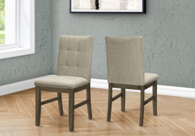 DINING CHAIR - 2PCS / 37"H GREY / BROWN FABRIC SEAT