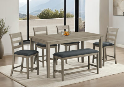 DINING TABLE - ANTIQUE GREY VENEER 36"X 72"COUNTER HEIGHT