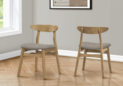 DINING CHAIR - 2PCS / 30"H LIGHT WALNUT / BROWN FABRIC