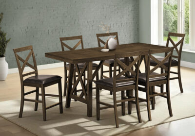 DINING TABLE - DARK WALNUT VENEER 36"X 72"COUNTER HEIGHT