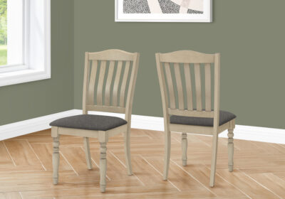 DINING CHAIR - 2PCS / 39"H ANTIQUE GREY / GREY FABRIC