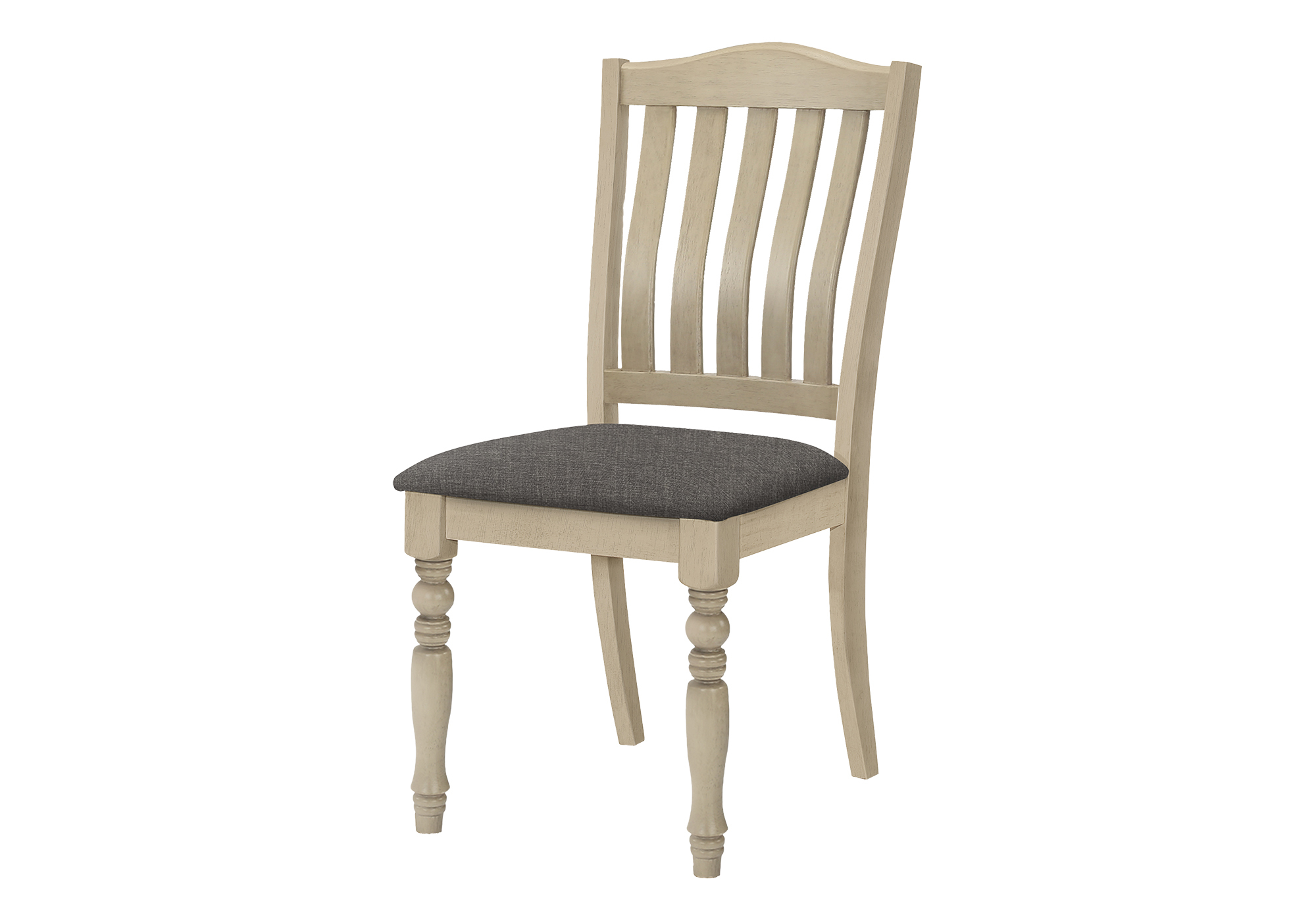 DINING CHAIR - 2PCS / 39"H ANTIQUE GREY / GREY FABRIC