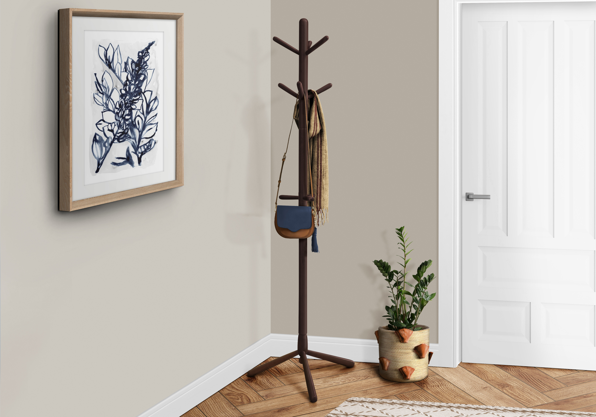 COAT RACK - 69"H / ESPRESSO WOOD CONTEMPORARY STYLE