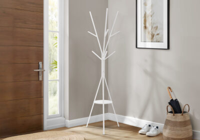 COAT RACK - 72"H / WHITE METAL CONTEMPORARY STYLE
