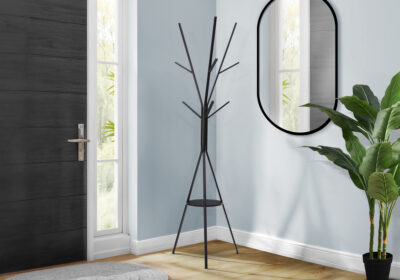 COAT RACK - 72"H / BLACK METAL CONTEMPORARY STYLE