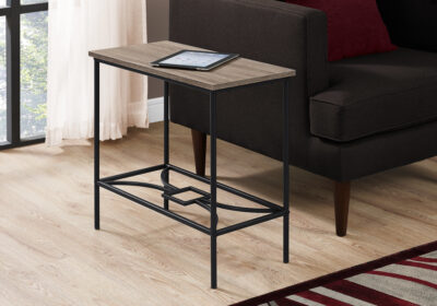 ACCENT TABLE - 22"H / DARK TAUPE / BLACK METAL