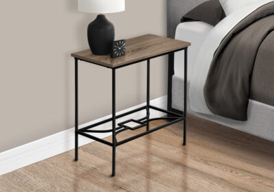 ACCENT TABLE - 22"H / DARK TAUPE / BLACK METAL
