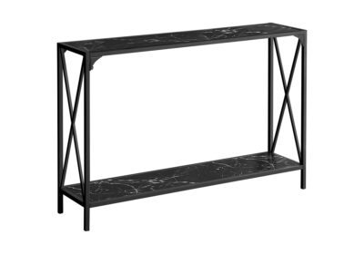ACCENT TABLE - 48"L / BLACK MARBLE / BLACK HALL CONSOLE