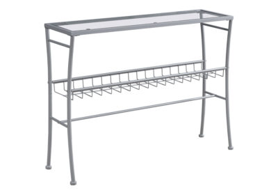 ACCENT TABLE - 42"L / SILVER / TEMPERED GLASS HALL CONSOLE