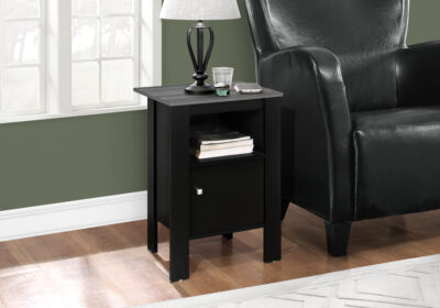 ACCENT TABLE - BLACK / GREY TOP NIGHT STAND WITH STORAGE