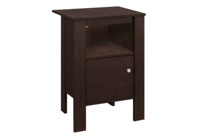 ACCENT TABLE - ESPRESSO NIGHT STAND WITH STORAGE