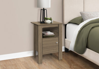 ACCENT TABLE - DARK TAUPE NIGHT STAND WITH STORAGE