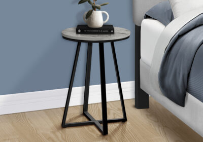 ACCENT TABLE - 22"H / GREY / BLACK METAL