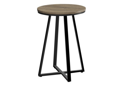 ACCENT TABLE - 22"H / DARK TAUPE / BLACK METAL