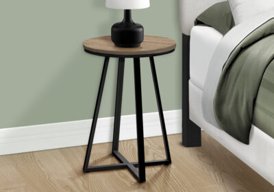 ACCENT TABLE - 22"H / DARK TAUPE / BLACK METAL