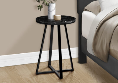 ACCENT TABLE - 22"H / BLACK MARBLE / BLACK METAL