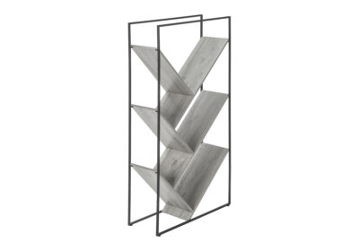 BOOKCASE - 60"H / GREY / BLACK METAL