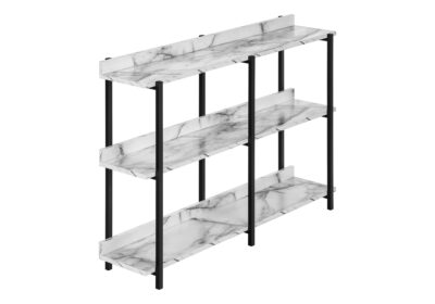 ACCENT TABLE - 48"L / WHITE MARBLE / BLACK METAL CONSOLE
