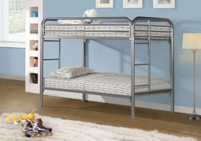 BUNK BED - TWIN / TWIN SIZE / SILVER METAL