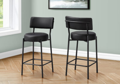 BARSTOOL - 2PCS / 37"H / BLACK / BLACK METAL COUNTER HEIGHT