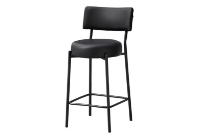 BARSTOOL - 2PCS / 37"H / BLACK / BLACK METAL COUNTER HEIGHT