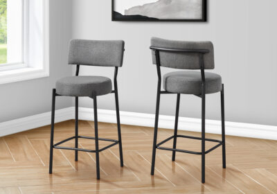 BARSTOOL - 2PCS / 37"H / GREY / BLACK METAL COUNTER HEIGHT