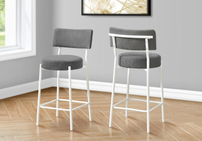 BARSTOOL - 2PCS / 37"H / GREY / WHITE METAL COUNTER HEIGHT