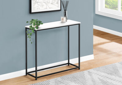 ACCENT TABLE - 32"L / WHITE / BLACK METAL CONSOLE