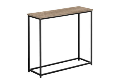 ACCENT TABLE - 32"L / DARK TAUPE / BLACK METAL CONSOLE