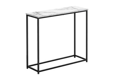 ACCENT TABLE - 32"L / WHITE MARBLE / BLACK METAL CONSOLE