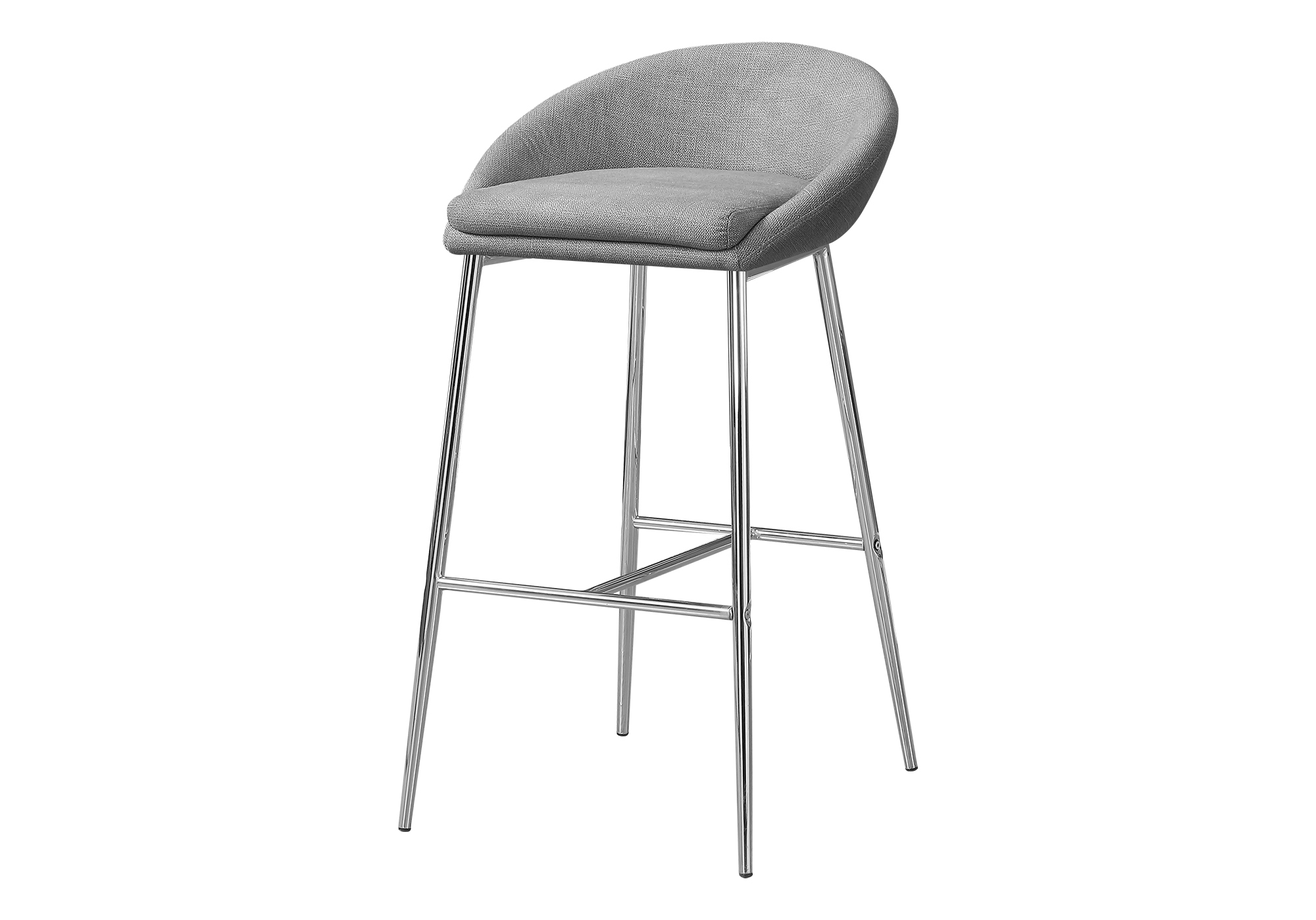 BARSTOOL - 2PCS / GREY FABRIC / CHROME BASE / BAR HEIGHT